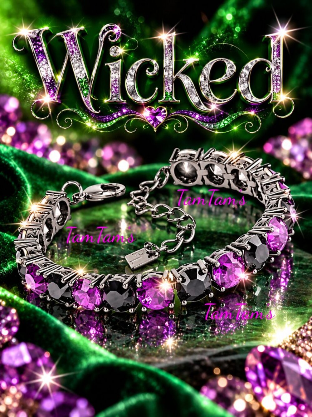 Park Lane Wicked Impression Tennis Bracelet Limited Edition Purple Black